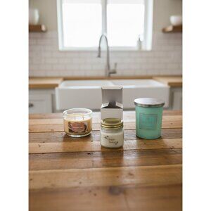 Lot Of 3 Scented Candles Hazelnut Cream Gingerbread & Eucalyptus & Cedarwood soy